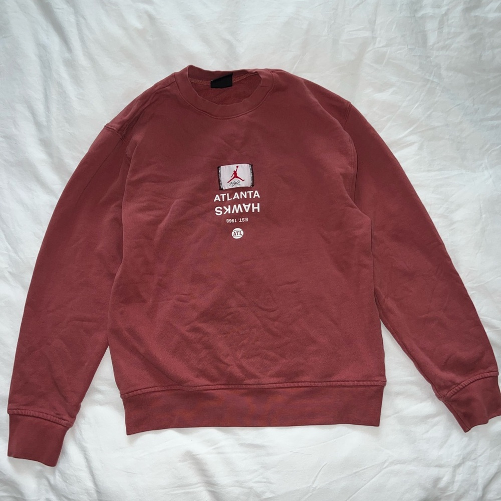 Jordan Men's Atlanta Hawks Brick Red Crewneck Sweatshirt